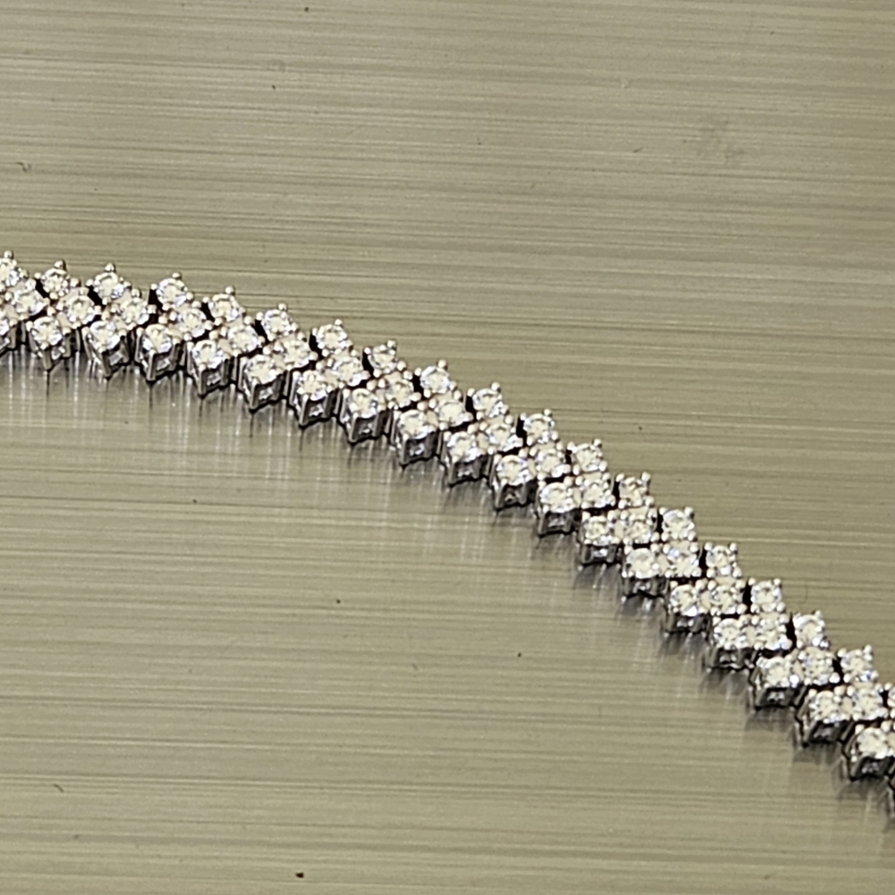 True Tested Moissanite Chevron Design Bracelet 925 Silver